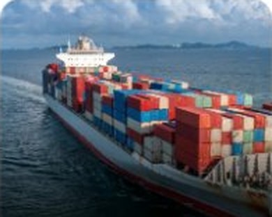 Container ship at sea